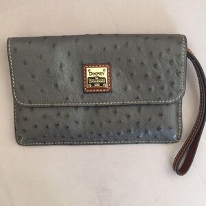Dooney & Bourke Ostrich Gray Wristlet Clutch